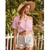 imageEkouaer Womens Pajama Sets Waffle Knit Pajamas for Women Set Loungewear 2 Piece Pjs with Pockets Short Sleeve Top Long PantStripepink White
