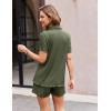 imageEkouaer Womens Ribbed Knit Lounge Set Short Sleeve Button Down Top and Shorts Pajama Set 2 Piece Sleepwear Outfits SetArmy Green