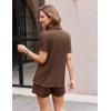 imageEkouaer Womens Ribbed Knit Lounge Set Short Sleeve Button Down Top and Shorts Pajama Set 2 Piece Sleepwear Outfits SetBrown
