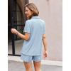 imageEkouaer Womens Ribbed Knit Lounge Set Short Sleeve Button Down Top and Shorts Pajama Set 2 Piece Sleepwear Outfits SetLight Blue