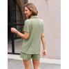 imageEkouaer Womens Ribbed Knit Lounge Set Short Sleeve Button Down Top and Shorts Pajama Set 2 Piece Sleepwear Outfits SetLight Green