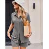 imageEkouaer Womens Ribbed Knit Lounge Set Short Sleeve Button Down Top and Shorts Pajama Set 2 Piece Sleepwear Outfits SetLight Grey