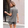 imageEkouaer Womens Ribbed Knit Lounge Set Short Sleeve Button Down Top and Shorts Pajama Set 2 Piece Sleepwear Outfits SetLight Grey