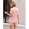 imageEkouaer Womens Ribbed Knit Lounge Set Short Sleeve Button Down Top and Shorts Pajama Set 2 Piece Sleepwear Outfits SetLight Pink