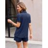 imageEkouaer Womens Ribbed Knit Lounge Set Short Sleeve Button Down Top and Shorts Pajama Set 2 Piece Sleepwear Outfits SetNavy Blue