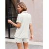 imageEkouaer Womens Ribbed Knit Lounge Set Short Sleeve Button Down Top and Shorts Pajama Set 2 Piece Sleepwear Outfits SetWhite