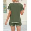 imageEkouaer Womens Shorts Set Summer Outfits Short Sleeve Lounge Set 2 Pieces Soft Sleepwear Pajamas Set with PocketsArmy Green