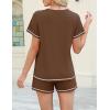 imageEkouaer Womens Shorts Set Summer Outfits Short Sleeve Lounge Set 2 Pieces Soft Sleepwear Pajamas Set with PocketsBrown