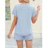 imageEkouaer Womens Shorts Set Summer Outfits Short Sleeve Lounge Set 2 Pieces Soft Sleepwear Pajamas Set with PocketsClear Blue