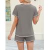 imageEkouaer Womens Shorts Set Summer Outfits Short Sleeve Lounge Set 2 Pieces Soft Sleepwear Pajamas Set with PocketsGrey