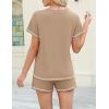imageEkouaer Womens Shorts Set Summer Outfits Short Sleeve Lounge Set 2 Pieces Soft Sleepwear Pajamas Set with PocketsKhaki