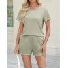 imageEkouaer Womens Shorts Set Summer Outfits Short Sleeve Lounge Set 2 Pieces Soft Sleepwear Pajamas Set with PocketsLight Green