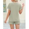 imageEkouaer Womens Shorts Set Summer Outfits Short Sleeve Lounge Set 2 Pieces Soft Sleepwear Pajamas Set with PocketsLight Green