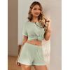 imageEkouaer Womens Shorts Set Summer Outfits Short Sleeve Lounge Set 2 Pieces Soft Sleepwear Pajamas Set with PocketsLight Green