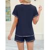imageEkouaer Womens Shorts Set Summer Outfits Short Sleeve Lounge Set 2 Pieces Soft Sleepwear Pajamas Set with PocketsNavy Blue