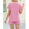 imageEkouaer Womens Shorts Set Summer Outfits Short Sleeve Lounge Set 2 Pieces Soft Sleepwear Pajamas Set with PocketsPink