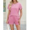 imageEkouaer Womens Shorts Set Summer Outfits Short Sleeve Lounge Set 2 Pieces Soft Sleepwear Pajamas Set with PocketsPink
