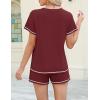 imageEkouaer Womens Shorts Set Summer Outfits Short Sleeve Lounge Set 2 Pieces Soft Sleepwear Pajamas Set with PocketsWine Red