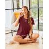 imageEkouaer Womens Shorts Set Summer Outfits Short Sleeve Lounge Set 2 Pieces Soft Sleepwear Pajamas Set with PocketsWine Red