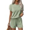 imageEkouaer Pajamas Set 2 Piece Ribbed Knit Pjs Short Sleeve Tops and Shorts Sleepwear Summer Pajama Soft Lounge Sets SXXLLight Green
