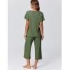 imageEkouaer Capri Pajamas for Women Set Short Sleeve Lounge Set Soft Sleepwear Pullover Top and PantsArmy Green