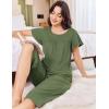 imageEkouaer Capri Pajamas for Women Set Short Sleeve Lounge Set Soft Sleepwear Pullover Top and PantsArmy Green