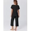 imageEkouaer Capri Pajamas for Women Set Short Sleeve Lounge Set Soft Sleepwear Pullover Top and PantsBlack