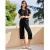 imageEkouaer Capri Pajamas for Women Set Short Sleeve Lounge Set Soft Sleepwear Pullover Top and PantsBlack