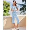 imageEkouaer Capri Pajamas for Women Set Short Sleeve Lounge Set Soft Sleepwear Pullover Top and PantsClear Blue