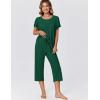 imageEkouaer Capri Pajamas for Women Set Short Sleeve Lounge Set Soft Sleepwear Pullover Top and PantsGreen