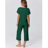 imageEkouaer Capri Pajamas for Women Set Short Sleeve Lounge Set Soft Sleepwear Pullover Top and PantsGreen
