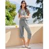 imageEkouaer Capri Pajamas for Women Set Short Sleeve Lounge Set Soft Sleepwear Pullover Top and PantsGrey