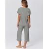 imageEkouaer Capri Pajamas for Women Set Short Sleeve Lounge Set Soft Sleepwear Pullover Top and PantsGrey