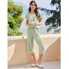 imageEkouaer Capri Pajamas for Women Set Short Sleeve Lounge Set Soft Sleepwear Pullover Top and PantsIce Green