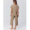 imageEkouaer Capri Pajamas for Women Set Short Sleeve Lounge Set Soft Sleepwear Pullover Top and PantsKhaki