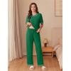 imageEkouaer Cotton Pajamas Sets for Women Soft Contrast Piping Lounge Set 2 Piece Short Sleeve Pj Set with PocketsArmy Green