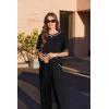 imageEkouaer Cotton Pajamas Sets for Women Soft Contrast Piping Lounge Set 2 Piece Short Sleeve Pj Set with PocketsBlack
