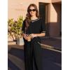 imageEkouaer Cotton Pajamas Sets for Women Soft Contrast Piping Lounge Set 2 Piece Short Sleeve Pj Set with PocketsBlack