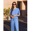 imageEkouaer Cotton Pajamas Sets for Women Soft Contrast Piping Lounge Set 2 Piece Short Sleeve Pj Set with PocketsBlue