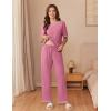 imageEkouaer Cotton Pajamas Sets for Women Soft Contrast Piping Lounge Set 2 Piece Short Sleeve Pj Set with PocketsDark Pink