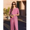 imageEkouaer Cotton Pajamas Sets for Women Soft Contrast Piping Lounge Set 2 Piece Short Sleeve Pj Set with PocketsDark Pink
