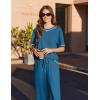 imageEkouaer Cotton Pajamas Sets for Women Soft Contrast Piping Lounge Set 2 Piece Short Sleeve Pj Set with PocketsIndigo