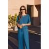 imageEkouaer Cotton Pajamas Sets for Women Soft Contrast Piping Lounge Set 2 Piece Short Sleeve Pj Set with PocketsIndigo