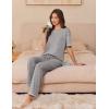imageEkouaer Cotton Pajamas Sets for Women Soft Contrast Piping Lounge Set 2 Piece Short Sleeve Pj Set with PocketsLight Gray