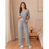 imageEkouaer Cotton Pajamas Sets for Women Soft Contrast Piping Lounge Set 2 Piece Short Sleeve Pj Set with PocketsLight Gray