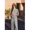 imageEkouaer Cotton Pajamas Sets for Women Soft Contrast Piping Lounge Set 2 Piece Short Sleeve Pj Set with PocketsLight Gray