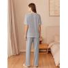 imageEkouaer Cotton Pajamas Sets for Women Soft Contrast Piping Lounge Set 2 Piece Short Sleeve Pj Set with PocketsLight Gray