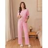 imageEkouaer Cotton Pajamas Sets for Women Soft Contrast Piping Lounge Set 2 Piece Short Sleeve Pj Set with PocketsPink