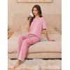 imageEkouaer Cotton Pajamas Sets for Women Soft Contrast Piping Lounge Set 2 Piece Short Sleeve Pj Set with PocketsPink