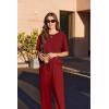 imageEkouaer Cotton Pajamas Sets for Women Soft Contrast Piping Lounge Set 2 Piece Short Sleeve Pj Set with PocketsRed